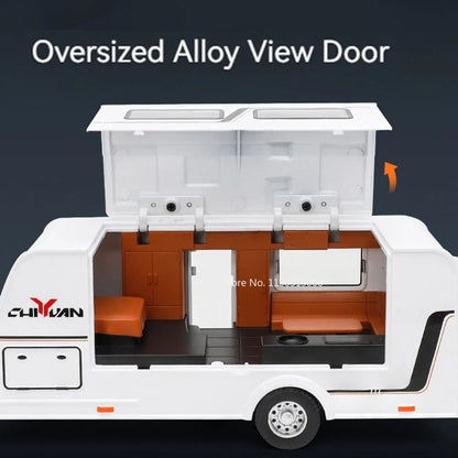 1:32 Scale X-TRAIL Touring Models Toys Miniature Cars Alloy Diecast Rubber Tires Caravans Light Sound Vehicle Child Adult Gifts