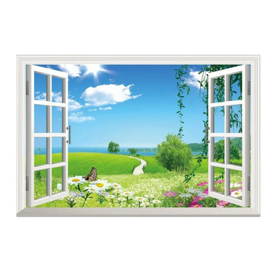 Window Effect Landscape Poster Bedroom Seascape Sea View Canvas Painting and Prints Wall Art Picture for Living Room Home Decor