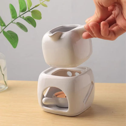 Ceramic Square with Handle Separation Large Capacity Aromatherapy Stove Lamp Club SPA Essential Oil Massage Heater Candle Holder