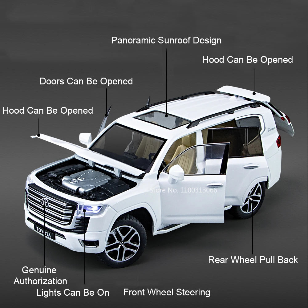 1:24 Land Cruiser Prado LC250 Models Alloy Cars Toys 6 Doors Opened Miniature Car Wheel Pull Back Vehicles Boys Perfect Gifts