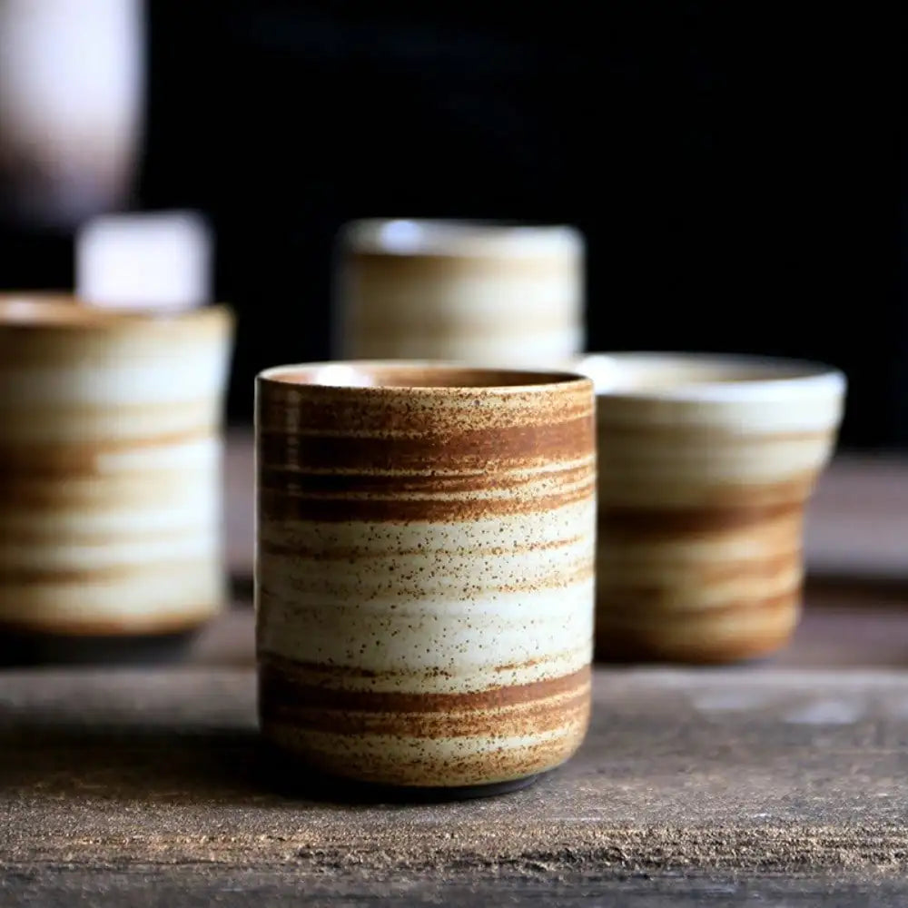 Japanese Raku Pottery MugHand-PaintedVintageCeramic Cup for Tea/Coffee 100-200ml NaturalTexture 5 Styles Home HotelRestaurantUse