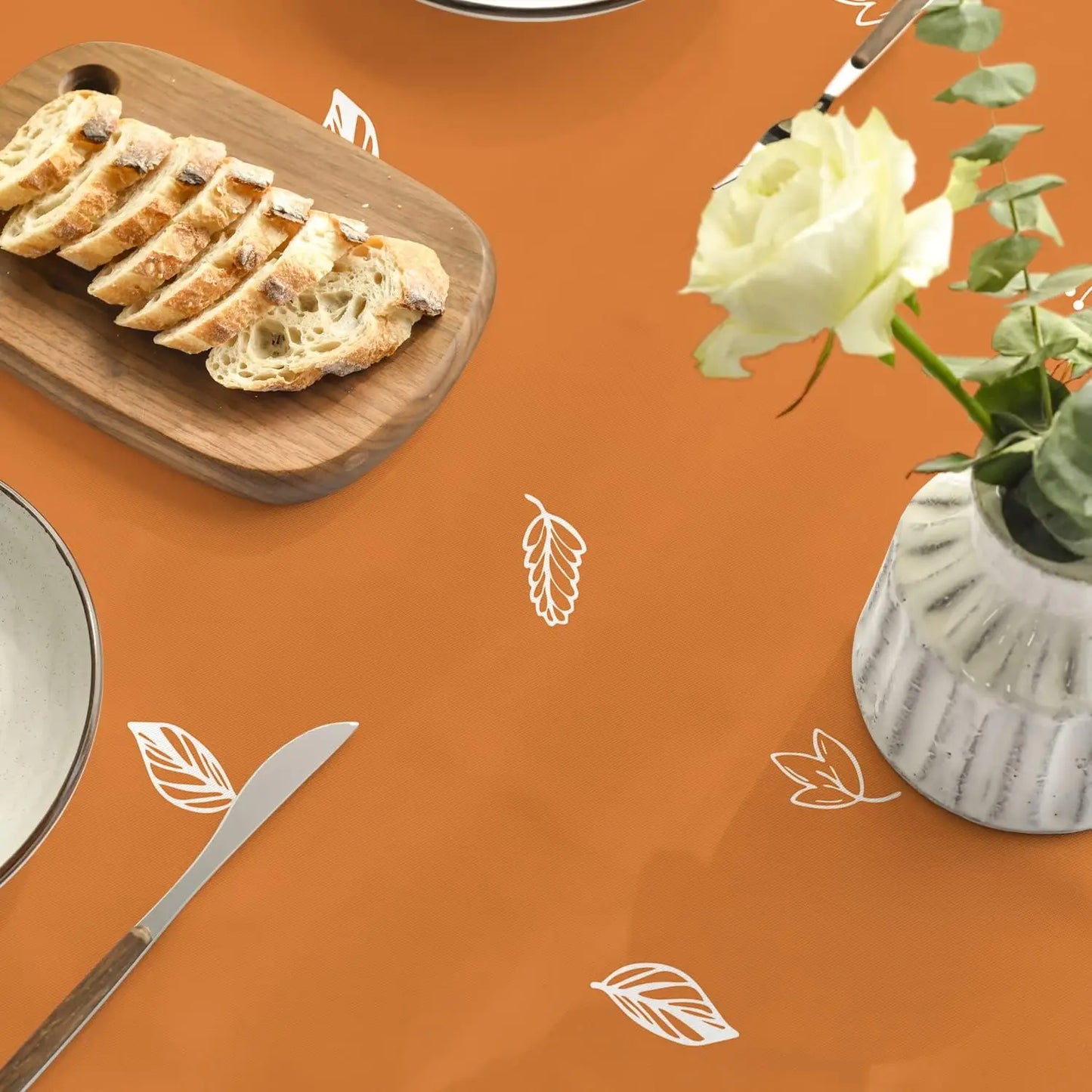 Autumn Thanksgiving Orange Wild Flower Tablecloth Fall Harvest Rectangle Table Cover Farmhouse Holiday Wedding Party Table Decor