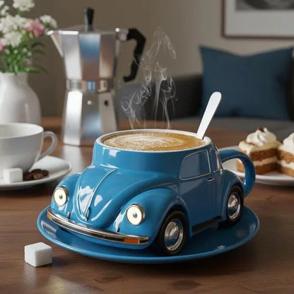 New Unique Mustang & Beetle Car-Shaped Coffee Mug - Stylish Vintage Cup Creative Automotive Design Drinkware Trendy Mug