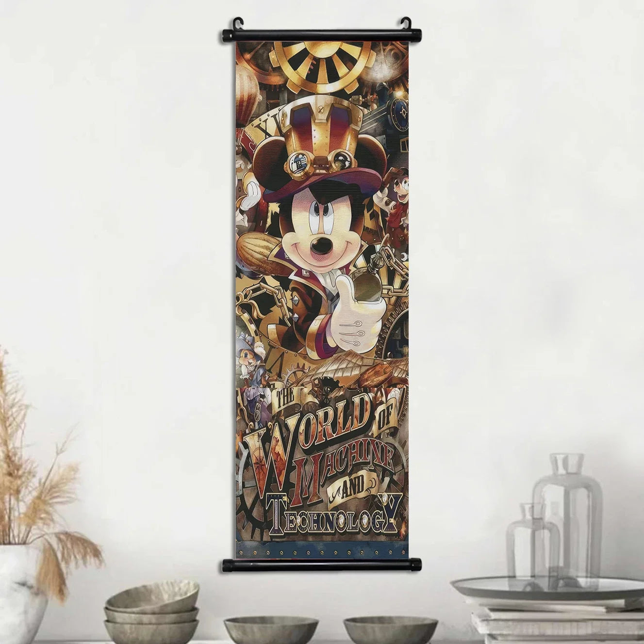 Disney Mickey Mouse Wallpaper Wall Artwork Canvas Hanging Scroll Poster Painting Print Home Decoration Art Child Birthday Gift