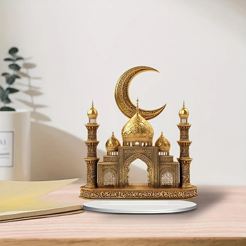 Ramadan Festival 2D Acrylic Moon Castle Craft Ornament 2025 Eid Al-fitr Mubarak Decoration Islamic Muslim Home Party Table Gifts