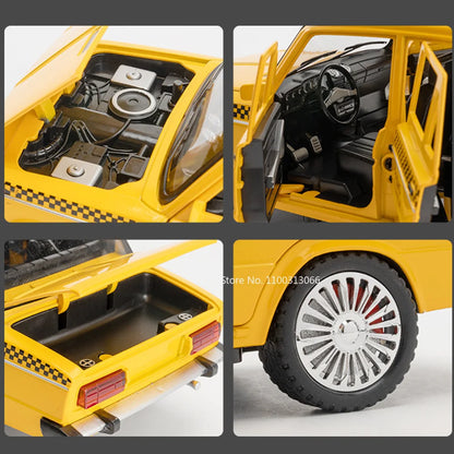 1/18 Russia Lada Niva Taxi Cars Models Alloy Diecast Toys 6 Doors Opened Vehicle With Light Sound Taxis Model Kids Birthday Gift