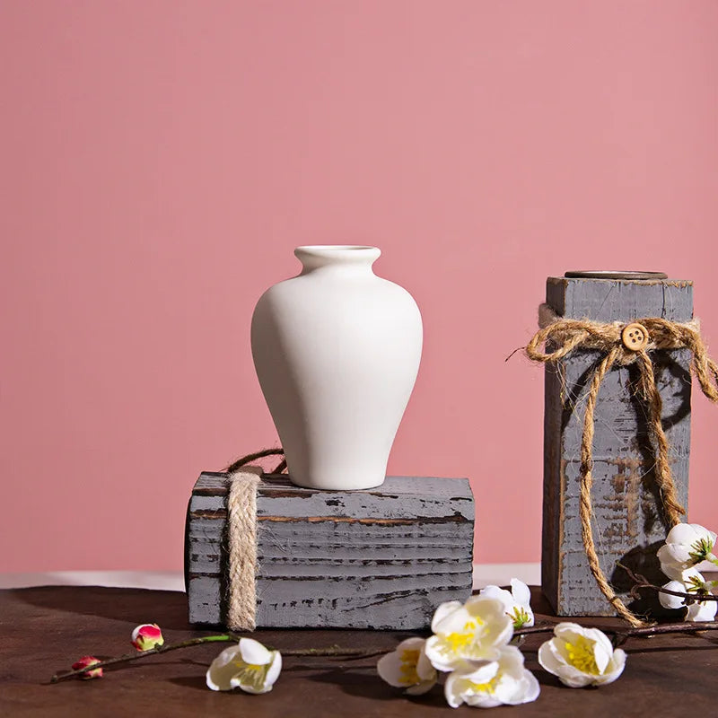 5-piece set Simple ceramic vase,  household handicraft, small flower ware, simple porch, TV cabinet, tabletop decoration