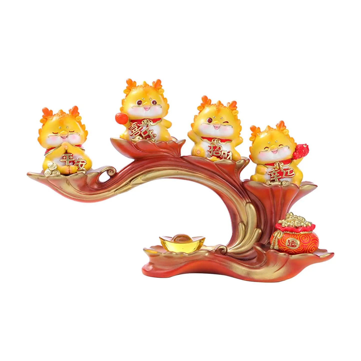2024 Dragon Year Mascot Figurines A Complete Set Of Chinese Zodiac Dragon Ornaments Festive Dragons Lucky Racks Sculpture