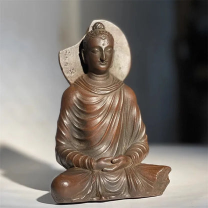Gandhara Buddha Statue Miniature Exquisite Classical Retro Buddha Sitting Statue Ornaments Home Tea Room Art Desktop Decoration