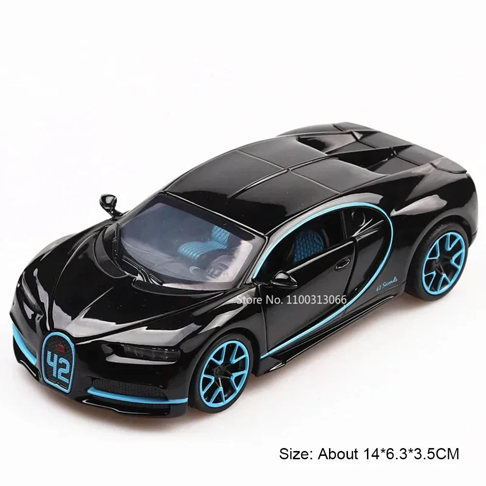 1:32 Challenger SRT Hellcat Chiron Sports Cars Toy Models Wheels Turned Vehicle 4 Doors Opened Miniature Car Kids Festival Gifts
