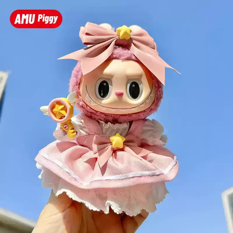 New Hot Lafufu  Dolls Sitting Party Clothing Outfit 17cm Mini Plush Doll'S Clothes Bear Rabbit Bib Pants Overalls Accessories