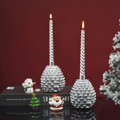 Pine Cone Candle Holder Home Decoration Ornaments Nordic Resin Sculptures Christmas Decoration 2024 Pinecone Candlestick