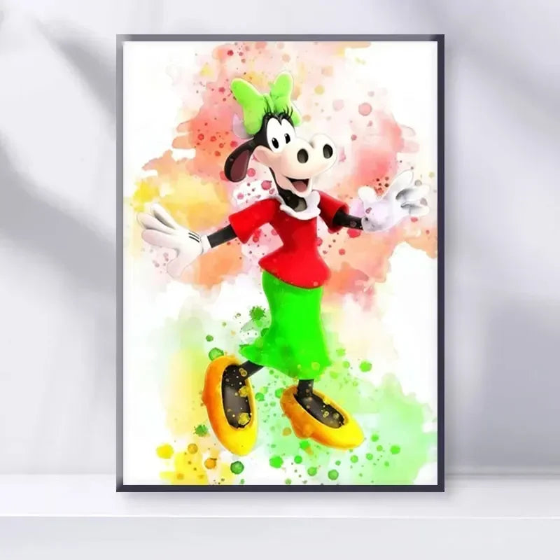Disney Cartoon Poster Watercolor Canvas Painting Mickey Mouse Donald Duck Art Picture Wall Prints Mural Kids Room Decor Gifts