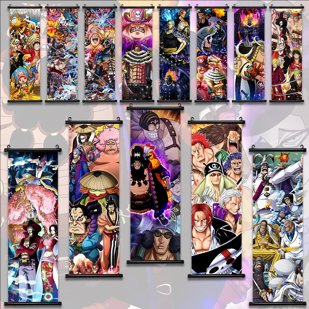 Luffy Hanging Scroll Poster ONE PIECE Anime Cartoon Wall Artwork Canvas Decor Home Decoration Zoro Wallpaper Doflamingo Art Gift