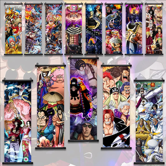 Luffy Hanging Scroll Poster ONE PIECE Anime Cartoon Wall Artwork Canvas Decor Home Decoration Zoro Wallpaper Doflamingo Art Gift