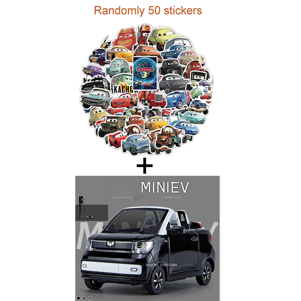 1:24 Scale Alloy WULING HongGuang MINI EV Toy Cars Models 3 Doors Opened Vehicles Toys Light Music Model Kids Collection Gifts