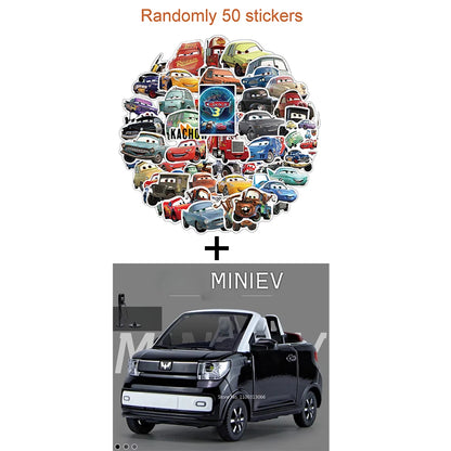 1:24 Scale Alloy WULING HongGuang MINI EV Toy Cars Models 3 Doors Opened Vehicles Toys Light Music Model Kids Collection Gifts