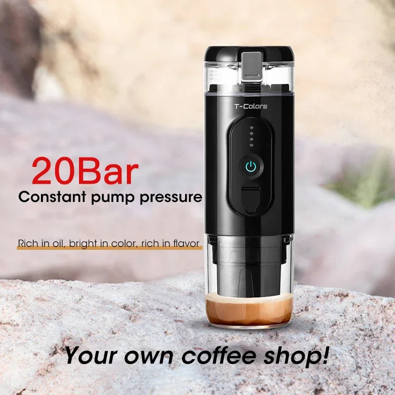 Electric Espresso Machine 20bar USB Rechargeable Coffee Powder Coffee Capsule Dual-purpose Wireless Heating Outdoor Coffee Cup