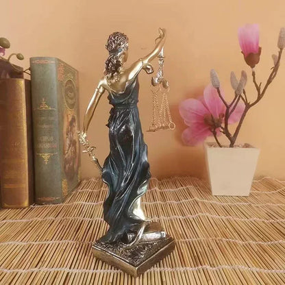 ERMAKOVA European Antique Bronze Greek Justice Goddess Statue Fair Angels Resin Sculpture Ornaments Desktop Home Decoration Gift