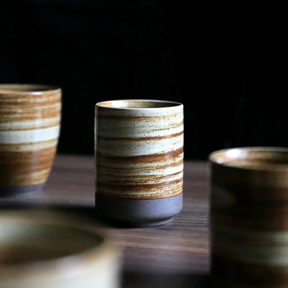 Japanese Raku Pottery MugHand-PaintedVintageCeramic Cup for Tea/Coffee 100-200ml NaturalTexture 5 Styles Home HotelRestaurantUse