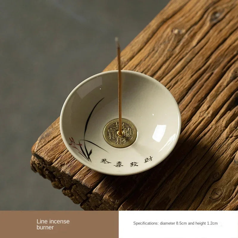 1PCCreative Ceramic Line Incense Burner Household Agarwood Sandalwood Plate Smoking Tea Room Incense Path Incense Insert