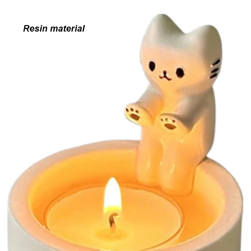Cartoon Kitten Candle Holder Resin Cute Scented Candle Holder Creative Kitten Aromatherapy Candlestick Gift for Cat Lover