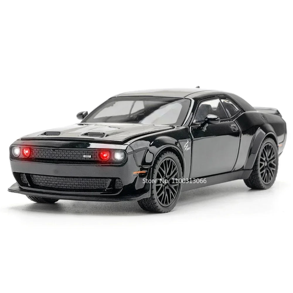 1:32 Scale Challenger SRT Demon HellCat Cars Toy Models Alloy Sports Car Light Sound Police Car Model Toy Kids Collection Gifts