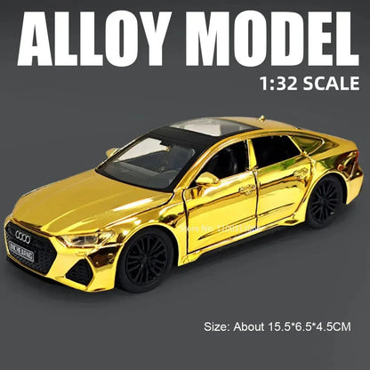 1:32 RS7 Alloy Toys Models Diecast Cars with Light Music Rubber Tires Car 6 Doors Opened Miniature Vehicle Child Adult Gifts