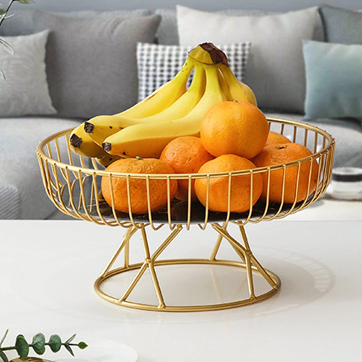 Tabletop Golden Metal Iron Wire Fruit Stand Dish Serving Bowl Container