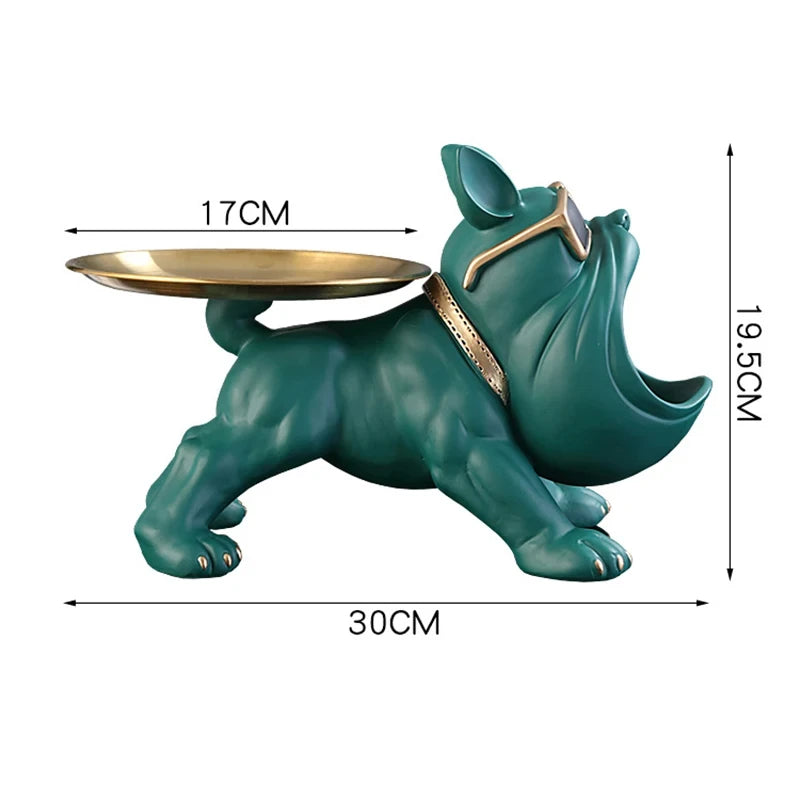 French Bulldog Tray Ornament Cool Big Mouth Dog Statue Snacks Candy Storage Box Animal Resin Figurine Sculpture Home Decor Gifts