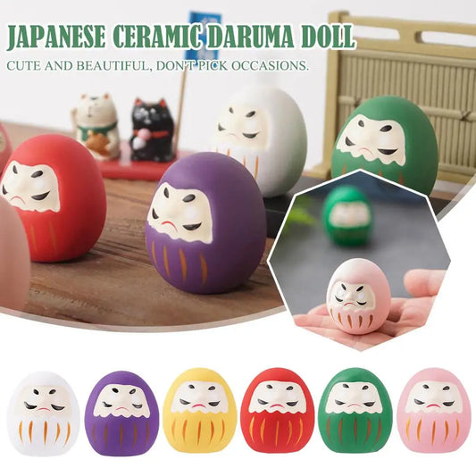 Japanese Ceramic Daruma Doll Crafts Lucky Charm Fortune Miniature Ornament Decor Accessories Desk Landscape Home Gifts O9G7
