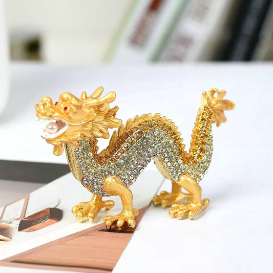 SHINNYGIFTS Home Decorative Full Stones Dragon New Year Gifts Birthday Gifts FengShui Metal Crafts