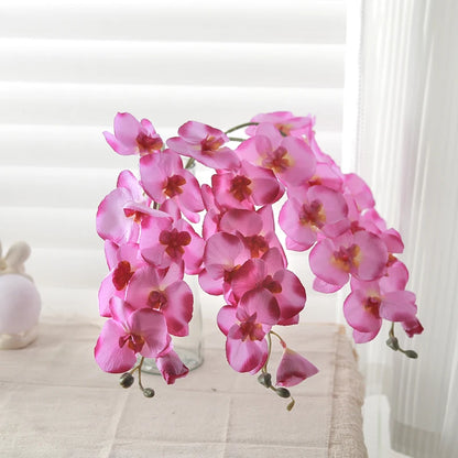 8 têtes d'orchidée en soie branche de fleur artificielle mariage maison bricolage Vase décor faux Phalaenopsis en pot Flores artificiales vente en gros