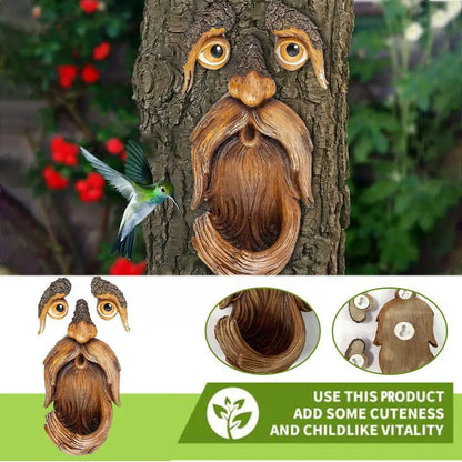Funny Old Man Tree Face Hugger Garden Art Outdoor Tree Garden Whimsical Old Man Amusing Gnome Sculpture Statue Tree Decor F Y3y8