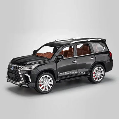 1:24 Metal LX570 LX600 Cars Miniature Models 6 Doors Opened Off-road SUV Diecast Toy Light Music Toys for Boys Festival Presents