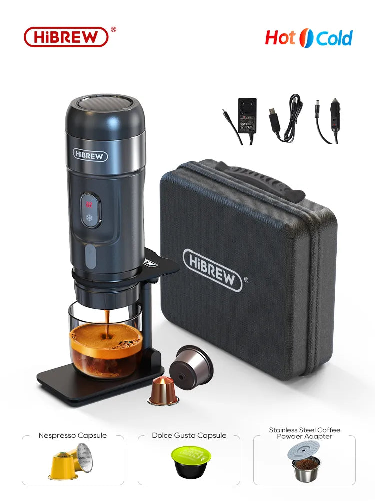 Machine à café portative hiBREW pour voiture et maison, cafetière Expresso DC12V adaptée Nexpresso Dolce Pod Capsule café en poudre H4A