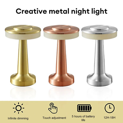 Retro Led Table Lamp Usb Rechargeable Infinitely Dimmable Night Light Camping Light Suitable For Bar Lampbedroom Ambient Light