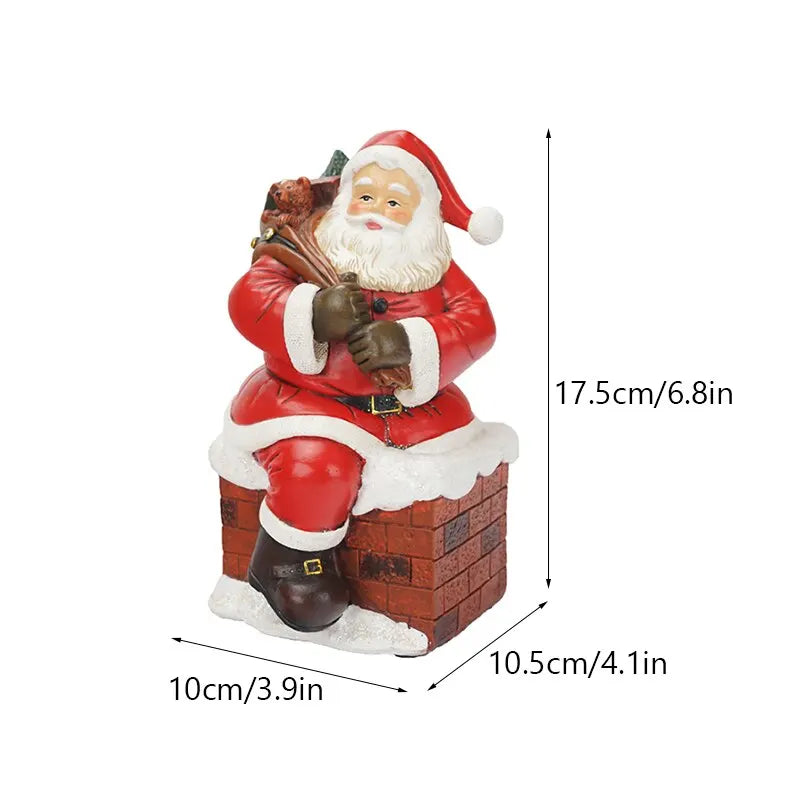 NORTHEUINS Resin Santa Claus Statues Hand-Painted Noel Decorative Christmas Dolls Miniature Figurines for New Year Season Gifts