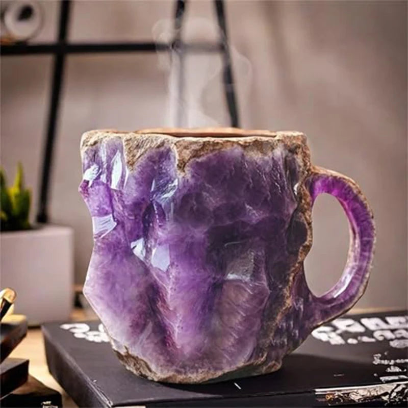 Hot Natural Resin Mineral Crystal Coffee Cups Colorful Large-Capacity Agate Crystal Cups Household Necessities