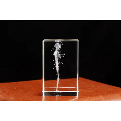 Crystal Skeleton Cube Model, 3D Laser Engraved Human Anatomical Statue, Paperweight Anatomy Mind, Neurology,Medical Science Gift