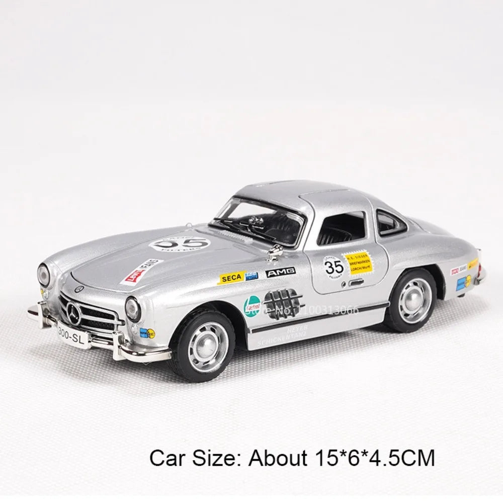 1:32 Alloy Diecast 300SL Toys Models Cars with Light Music Miniature Vintage Car Doors Opened Vehicles for Child Adult Gifts