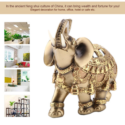 Elephant Sculpture Lucky Feng Shui Golden Elephant Statue Sculpture Wealth Figurine Gift Home Decoration Feng Shui Elephant