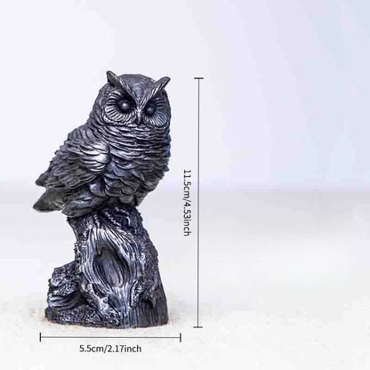 Creative Imitation Cast Iron Owl Ornaments Desktop Ornament Study Decor Handmade Animal Statues Desk Accessories Art Figurine