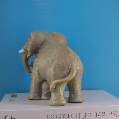 Mother Child Elephant Statue Resin Crafts Living Room Desktop Office Animals Home Feng Shui Decoration Ornaments Creative Gifts