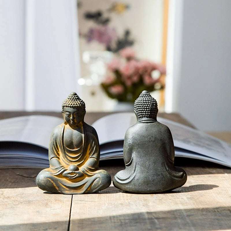 Chinese Great Sun Tathagata Buddha Statue Imitation Cast Iron Zen Ornament Desktop Decoration & Accessories Home Figurine Gift