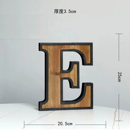 Industrial Style Uppercase English Letter Combination Distressed Solid Wood Bar Ornaments Cafe Shop Logo Decor Desktop Crafts
