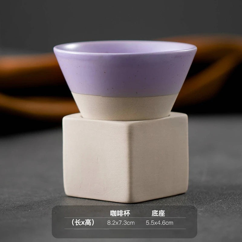 1pc Retro Japanese Triangular Cone Shape Pottery Tea Coffee Cup Pull Ceramic Mug Rough Latte Porcelain Cup For Home Office