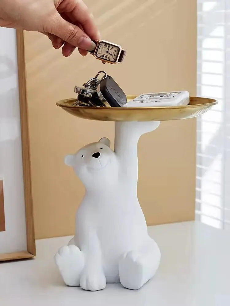 Creative Cute Polar Bear Key Storage Fruit Tray Modern Simple Living Room Porch Decoration Home Decor