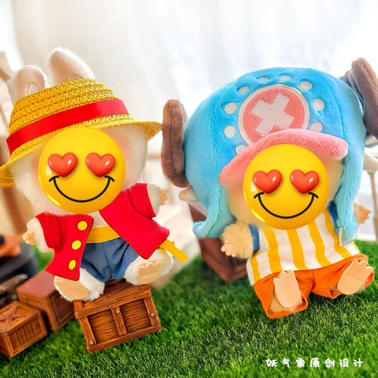 Hot Sale 17cm Lafufu Clothes Cartoon Chopper Hat Backpack Luffy Straw 4-Pcs Set Mini Doll Clothing Fashion Doll Accessories Gift