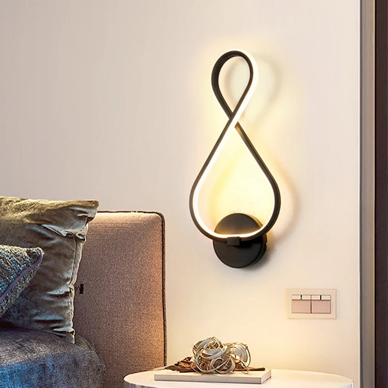 Modern Minimalist LED Wall Lamp Aluminum Living/Bedroom Bedside Table Indoor Black/White AC90-260V Corridor Lighting Decoration